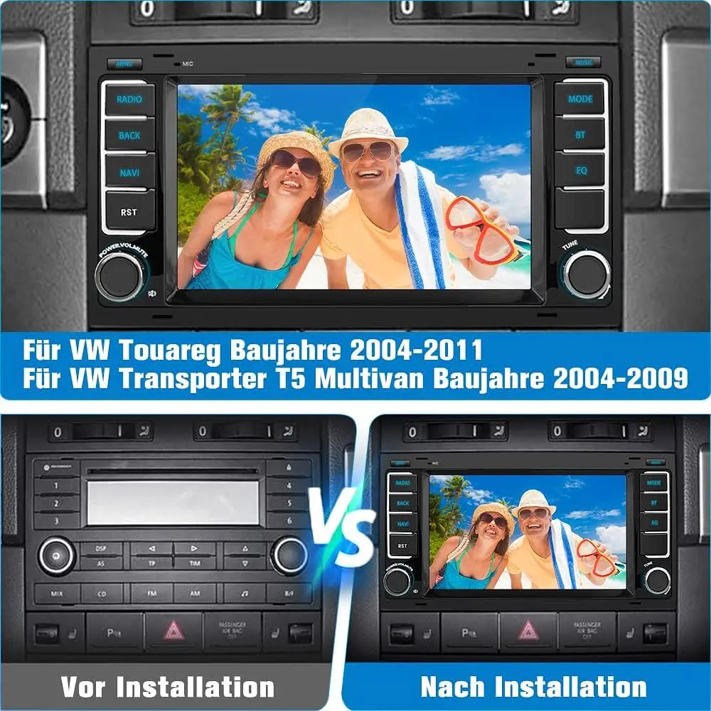 Автомобильное радио AWESAFE для VW Touareg Transporter T5 Multivan, система Android 12, 7-дюймовый сенсорный экран, 2+32G - фото 3