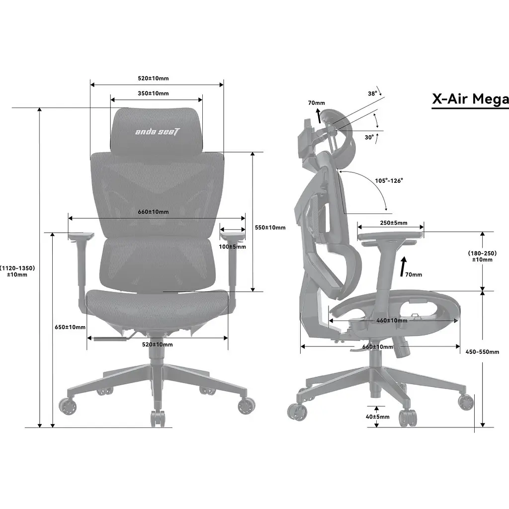 Геймерское кресло Anda Seat X-Air Mega XL Mesh Space Black [AD-WY-01-BBB] [126346] - фото 6