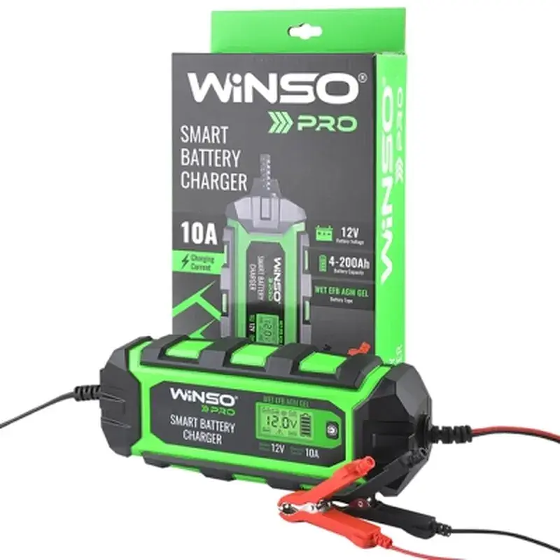 Зарядний пристрій для автомобільного акумулятора WINSO PRO LCD 10A, 12V, 4-200Ah (139520) - фото 4