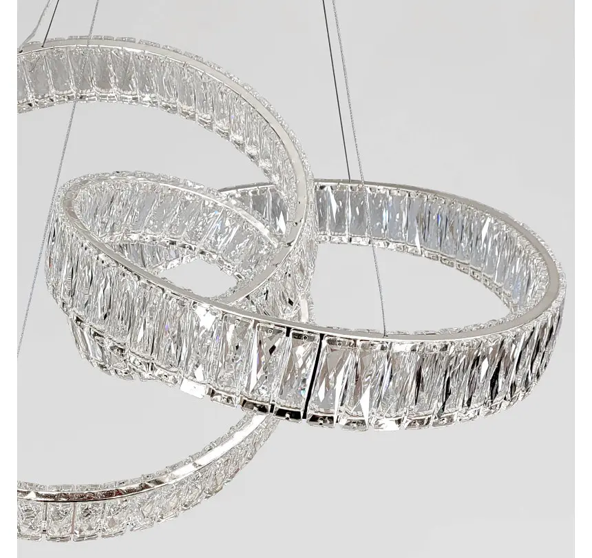 Підвісна кришталева LED-люстра Artlight 531/600CH у вигляді переплетених кілець, хром, 153 Вт, від 16-25 м² - фото 4