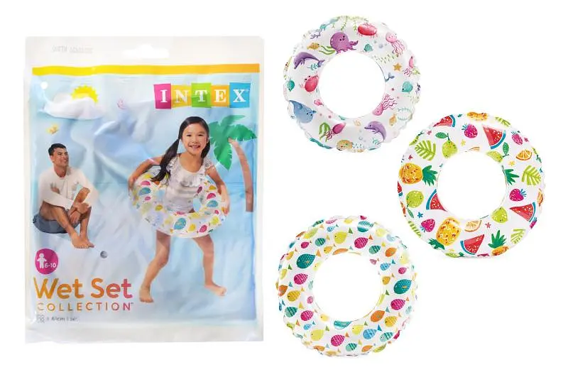 Надувне дитяче коло для плавання Intex Lively Print Swim Ring 59241 діаметр 61 см
