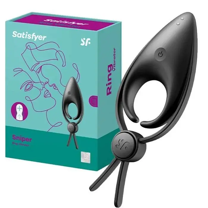 Ерекційне віброкільце-ласо з регулюванням розміру Satisfyer Sniper Black - фото 3
