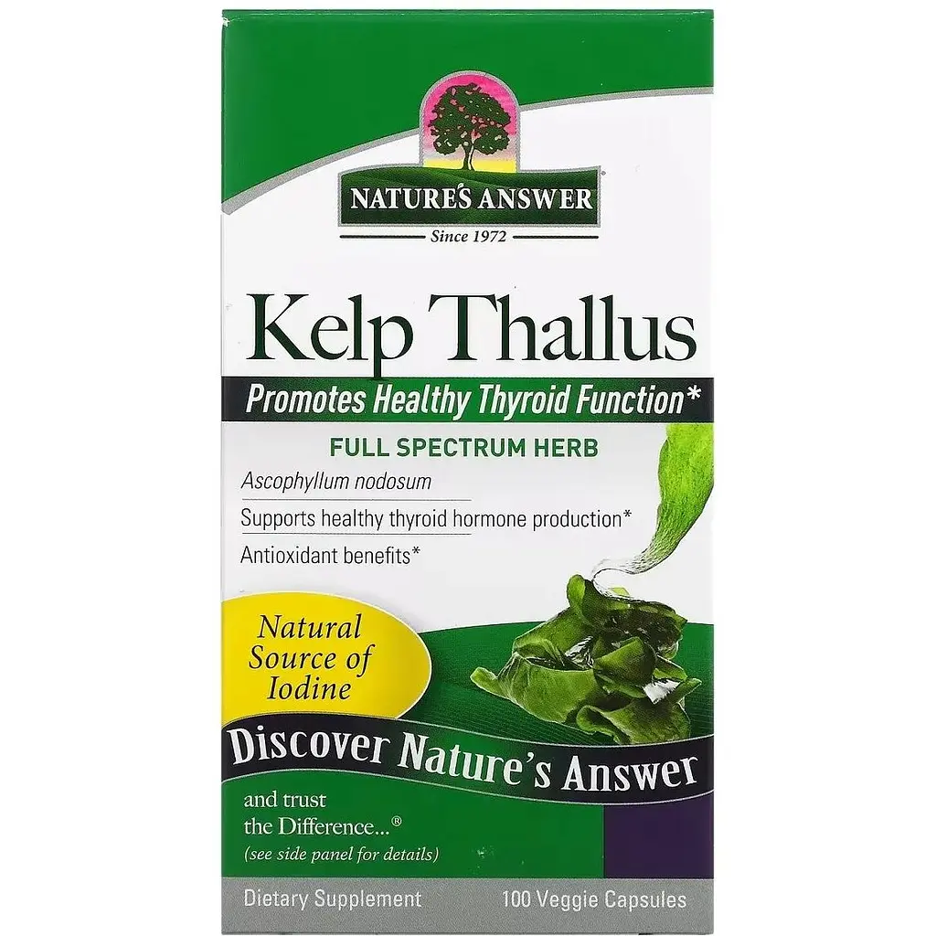 Бурі водорості Nature's Answer Kelp Thallus 100 вегетаріанських капсул - фото 2