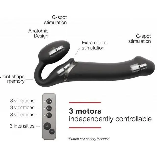 Безремінний страпон з вібрацією Strap-On-Me Vibrating Black M - фото 4
