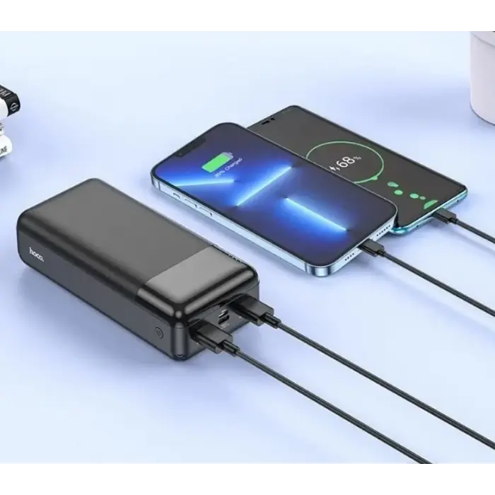 Зовнішній акумулятор Power bank HOCO J72B 30000mAh Повербанк для телефона / Павербанк Чорний - фото 4