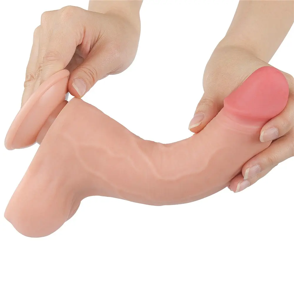 Фаллоимитатор Sliding-Skin Dual Layer Dong 8.5'' 22 см телесный - фото 4