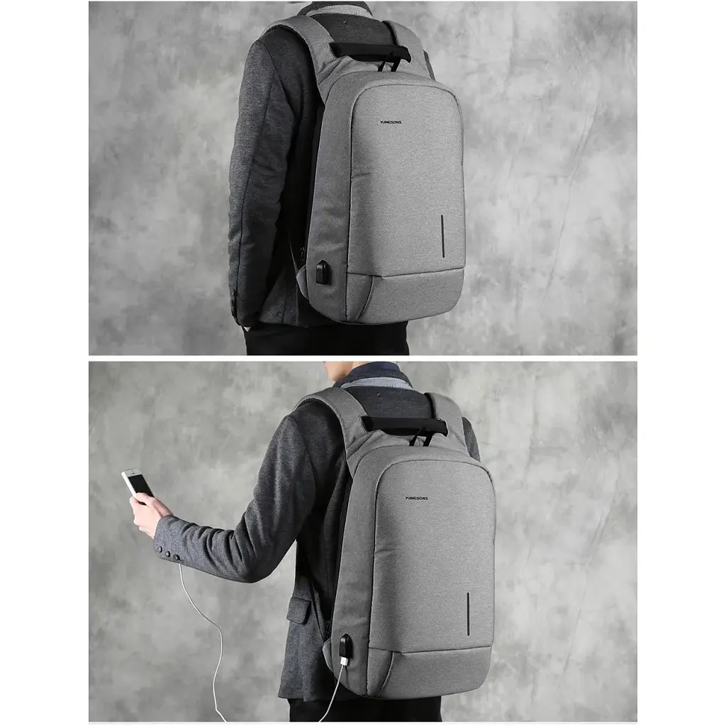 Рюкзак для ноутбука Kingsons 17" laptop backpack Light Grey (KS3149W-D17L) - фото 7