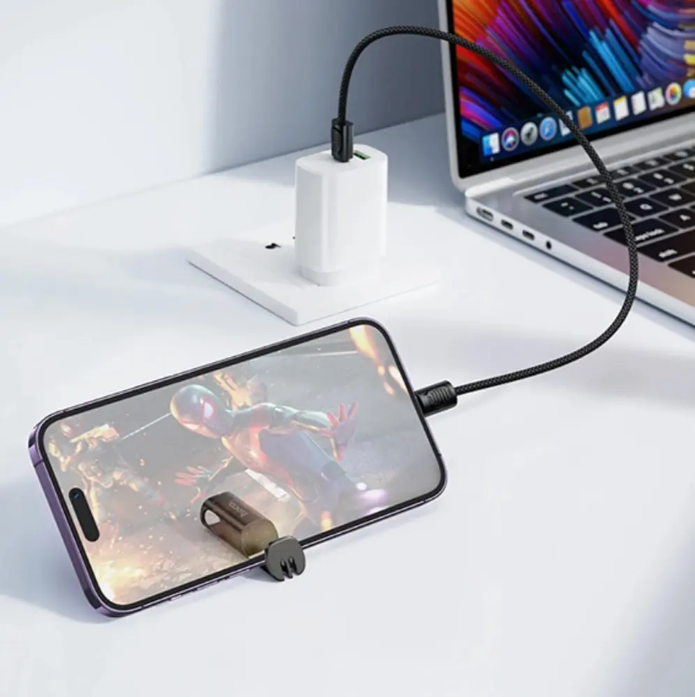 Кабель Hoco X126 Experto 60W lanyard charging data cable C to C(L-0.35M) Black - фото 3