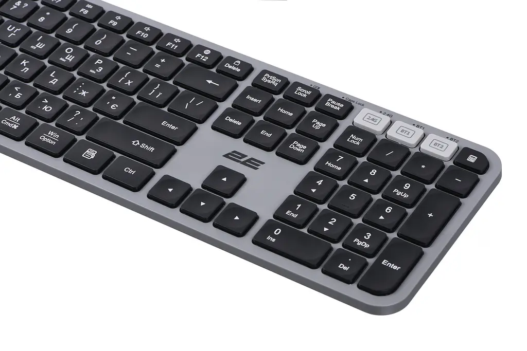 Комплект бездротова клавіатура та миша 2E MK-440 Grey-Black WL/BT, EN/UK - фото 4