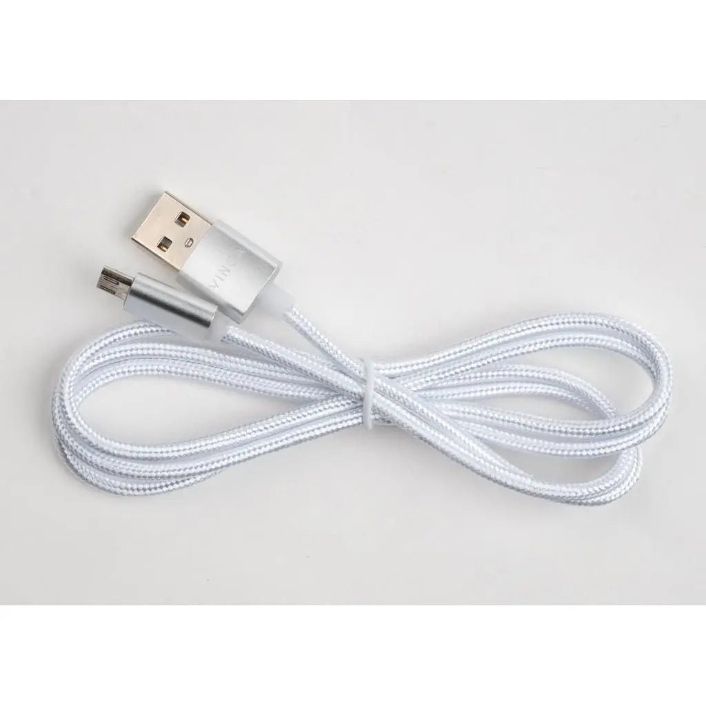 Дата кабель USB 2.0 AM to Micro 5P 1m LED silver Vinga (VCPDCMLED1S) - фото 3