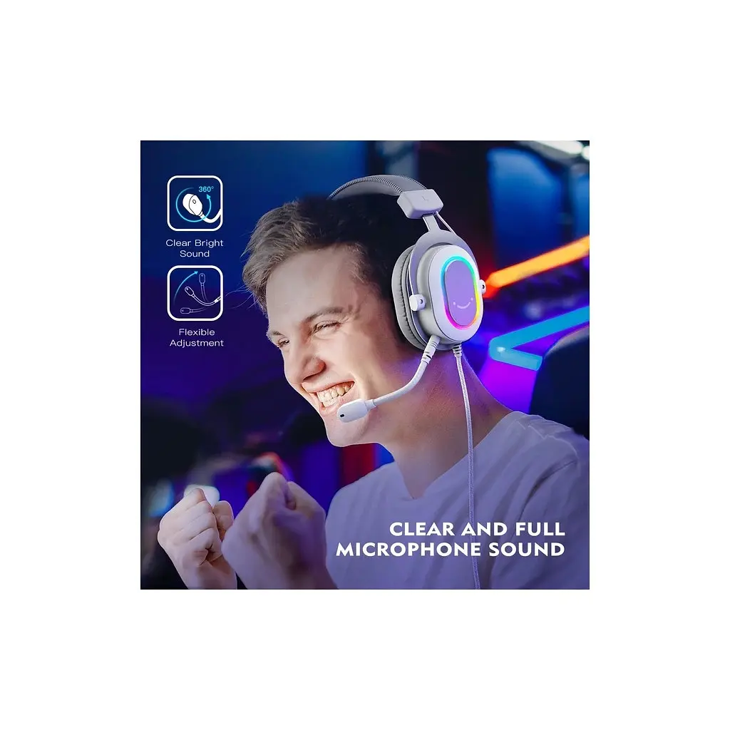 Навушники Fifine H6 RGB 7.1 White (H6W) - фото 4