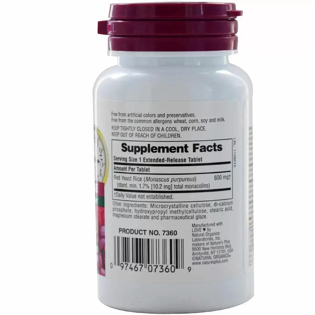 Рис красный дрожжевой NaturesPlus Herbal Actives 600 мг 30 таблеток - фото 2