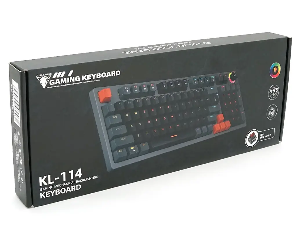 Клавіатура ігрова механічна JEDEL KL114 Drinkey Red Swich Black - фото 4