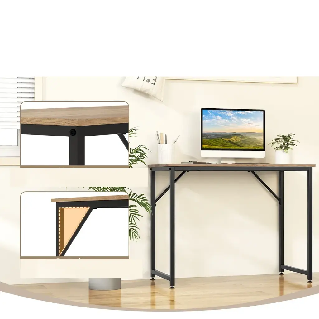 Письмовий стіл Costway Homart із сталевим каркасом натуральний - фото 9