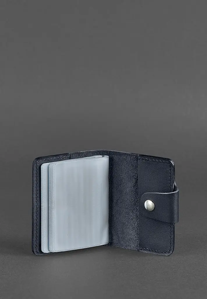 Кожаный кард-кейс 7.1 (Книжечка) темно-синий - фото 4