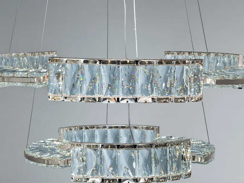 Ефектна кришталева підвісна LED-люстра в золотом для вітальні Diasha 552/600+400G, 126W, 6930 lm - фото 7