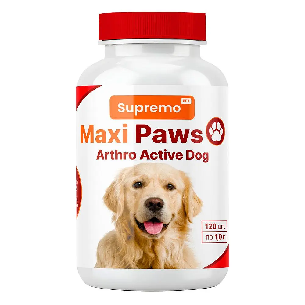 Вітаміни Maxi Paws Артро для суглобів активних собак, 120 табл. × 1 г