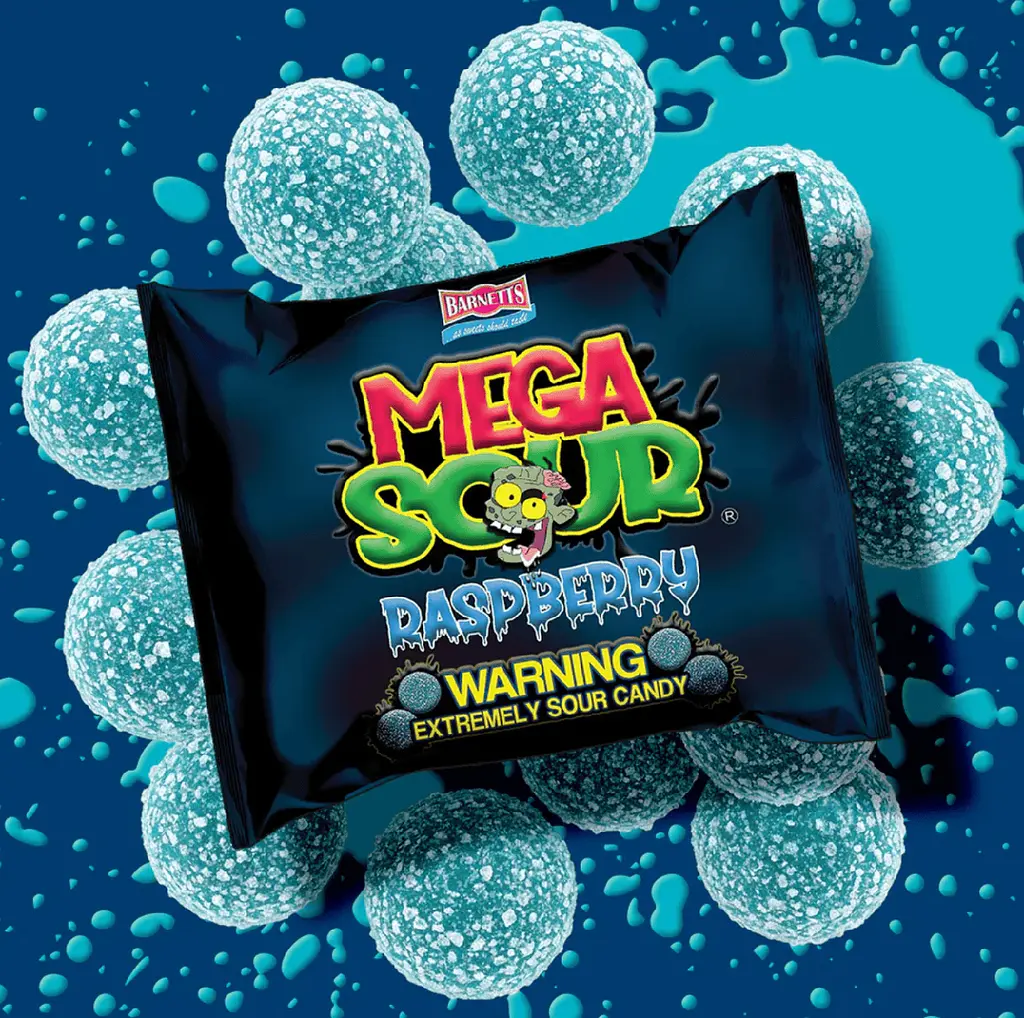 Кислі цукерки Barnetts Sweets Mega Sour Raspberry Candy 104г - фото 2