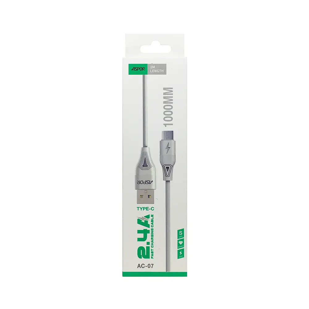 Кабель Aspor AC-07 USB – Type-C 2.4A/1м- білий