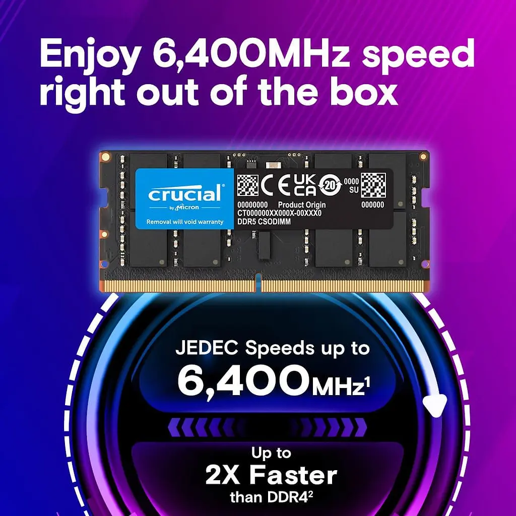 Модуль пам'яті Crucial DDR5 32GB 6400Mhz CSODIMM CL52 (CT32G64C52CS5) - фото 5