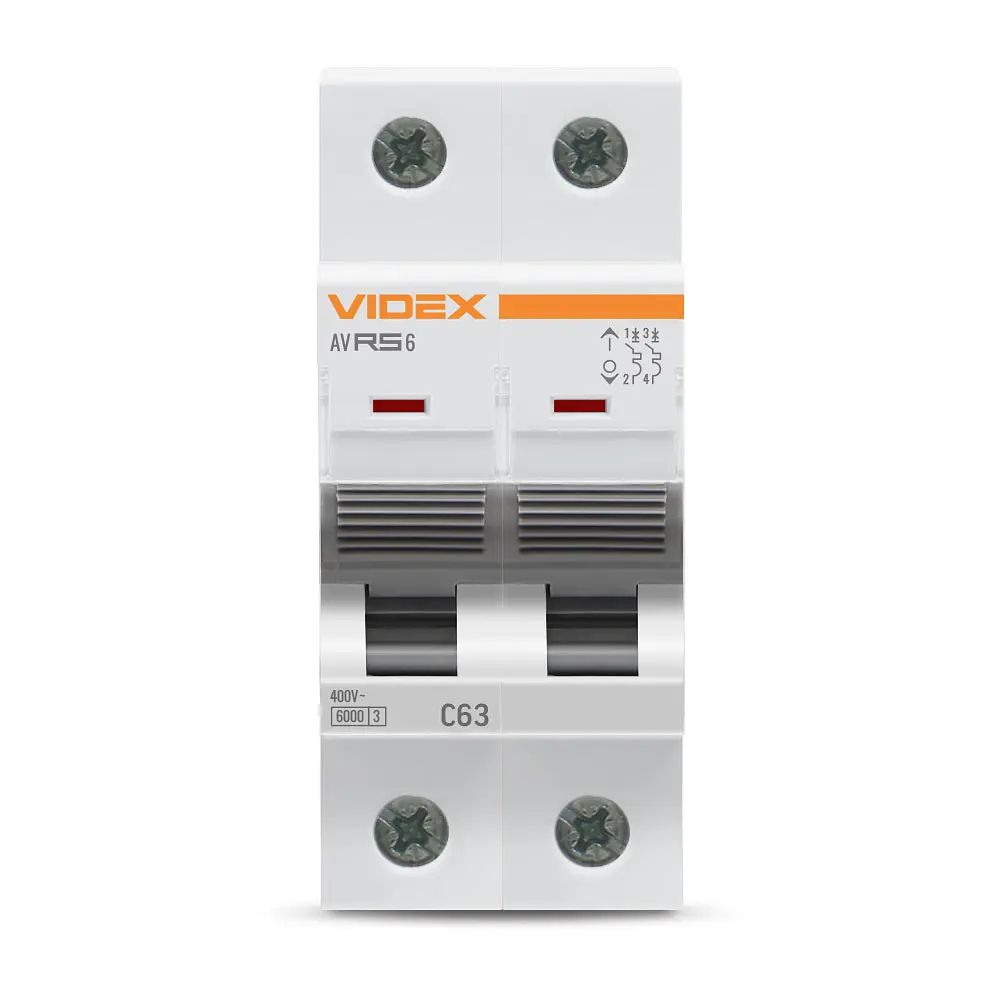 Автоматичний вимикач RS6 2п 63А 6кА С VIDEX RESIST VIDEX (26577-000) - фото 2