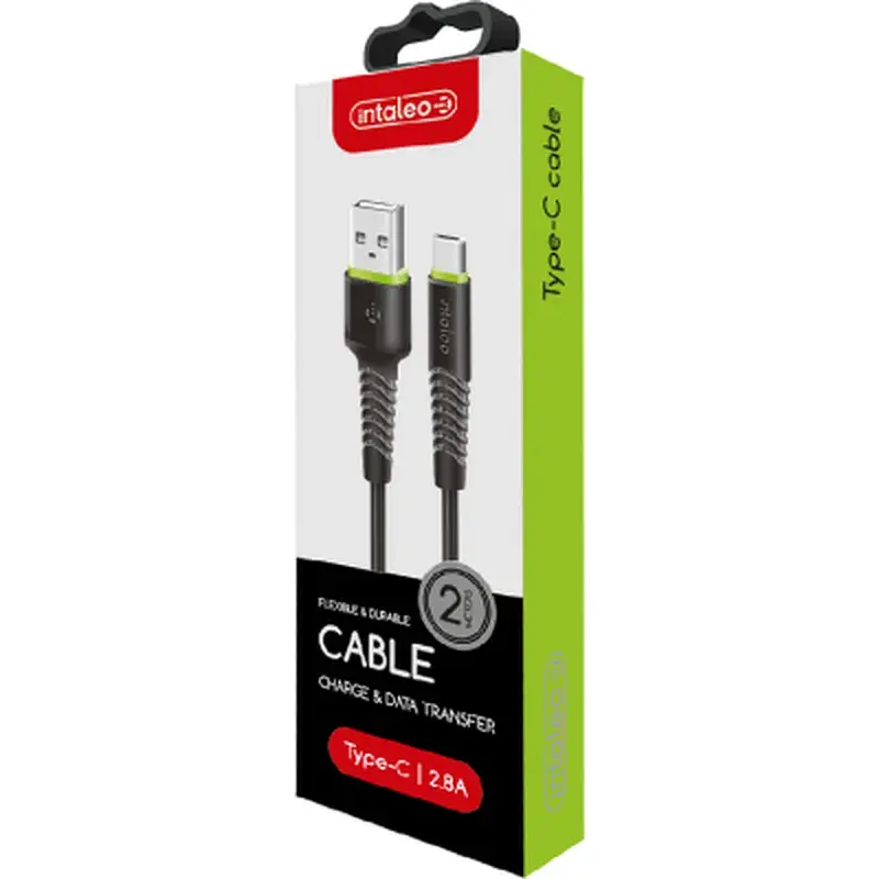 Дата кабель USB 2.0 AM to USB-C 2.0m CBFLEXT2 Black Intaleo (1283126521423) - фото 2