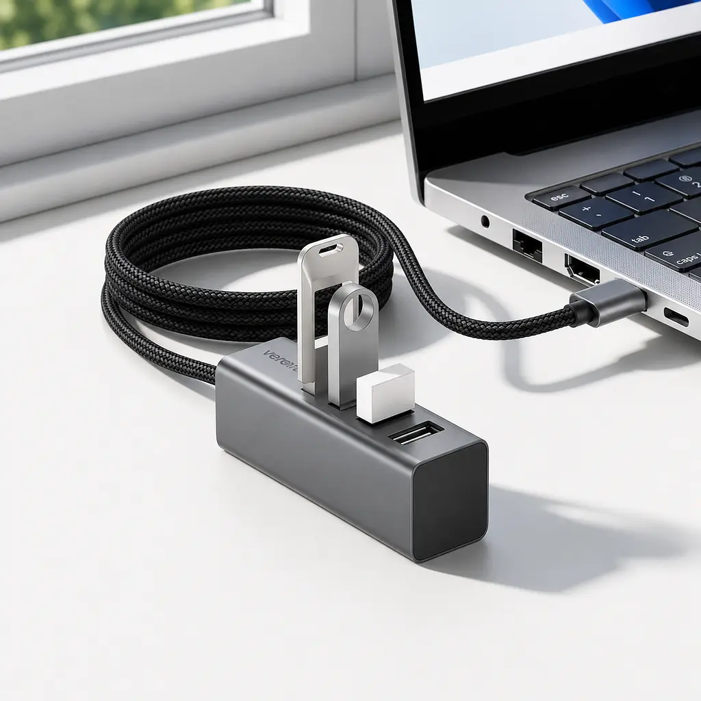 USB-хаб Veron H4A 4-в-1, USB-A на 4 USB-A, USB 2.0, 480 Мбіт/с, кабель 1 м - фото 5