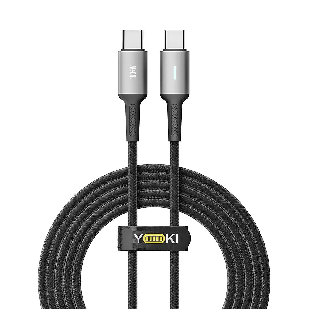Кабель для заряджання та обміну даними Yoki YK-PO70 POWER Series Type-C to Type-C 100W 5A/20V 2 м Чорний