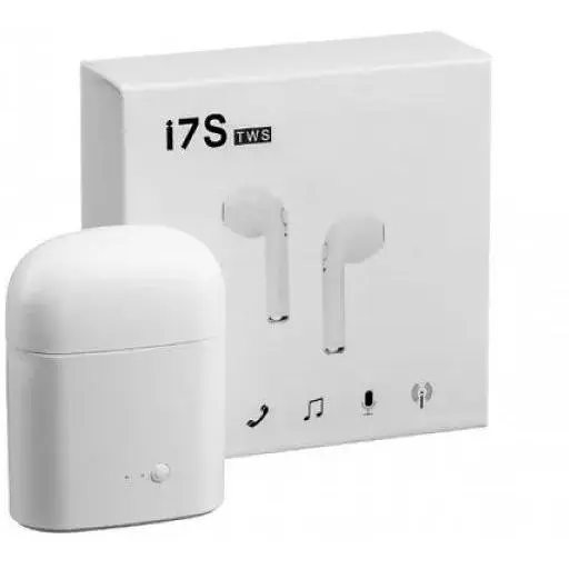 Бездротові навушники TWS Bluetooth i7S з боксом для зарядки White (au007-hbr) - фото 5