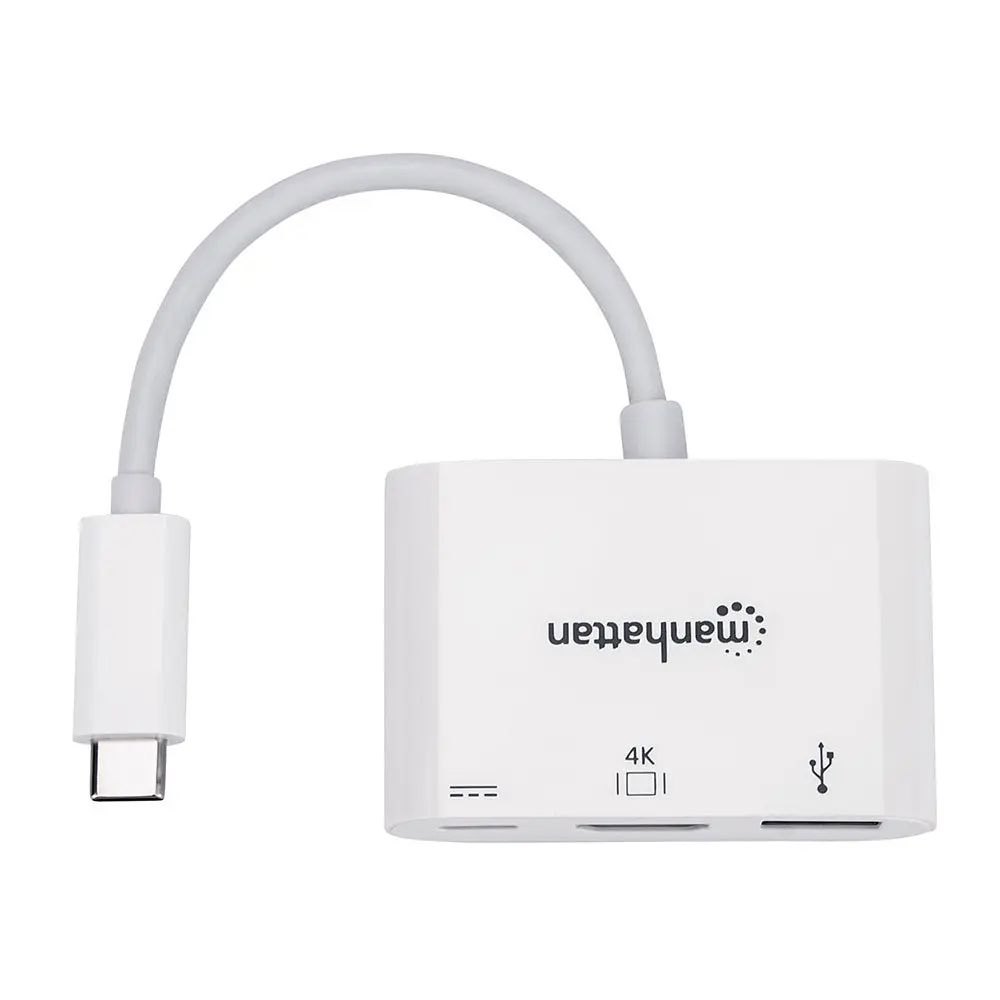 Док-станція USB3.1 Type-C --> HDMI/USB 3.0/PD 60W 4-in-1 Білий Manhattan - фото 4