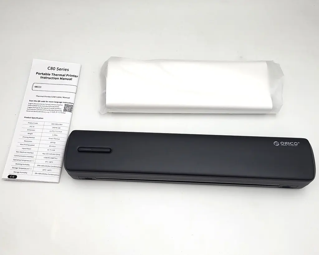 Термо принтер A4 портативний акумуляторний 2000mAh Bluetooth без чорнильного бездротового друку документів тату через мобільний додаток APP Portable Thermal Printer UKC ORICO C80 - фото 3