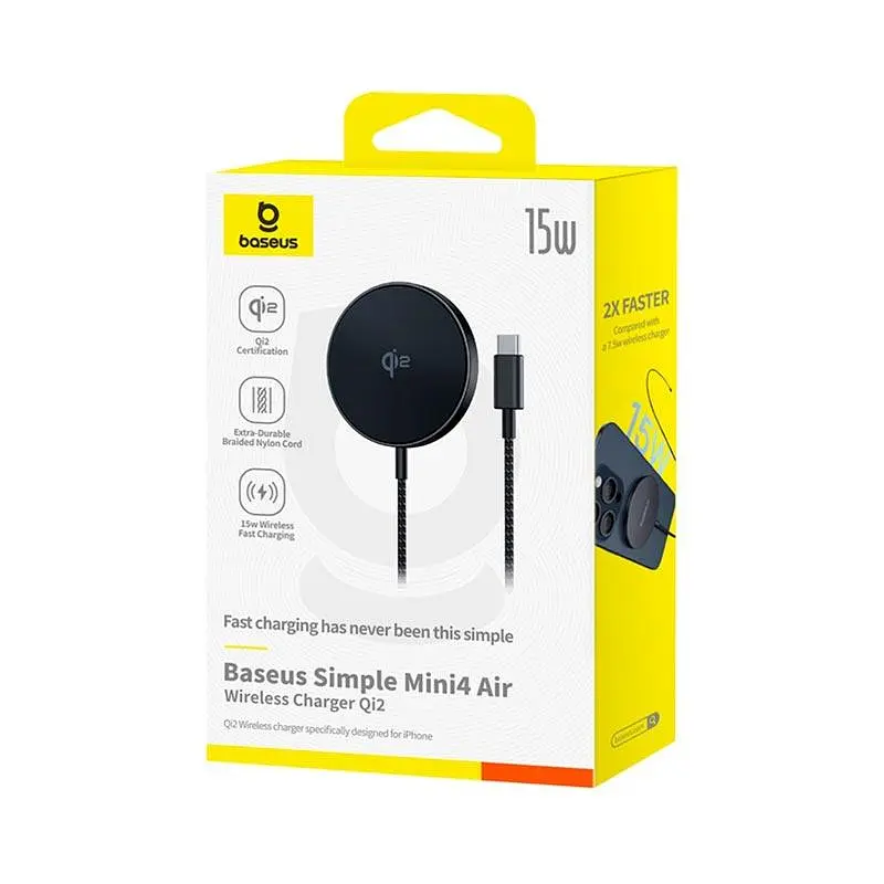 Зарядка Qi2 BASEUS Simple Mini4 Air Magnetic Wireless Charger | 15W | - фото 2