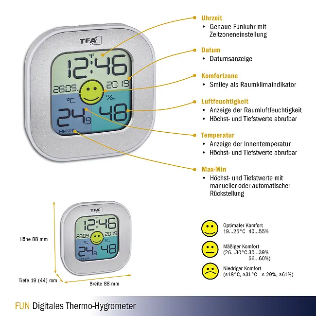 Термогігрометр цифровий TFA Fun 30505054 - фото 5