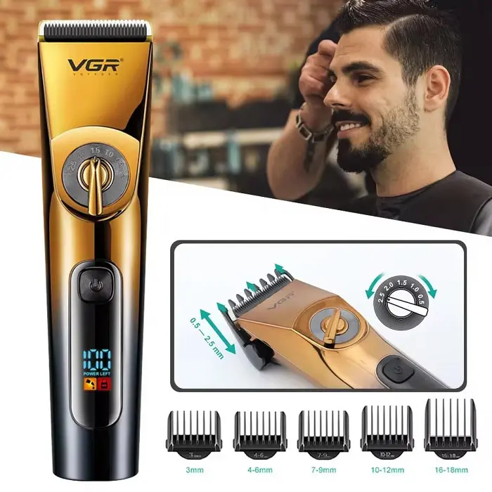 Машинка для стриження VGR V-663 Акумуляторна з дисплеєм і регулюванням довжини 0.5-19 мм - фото 3