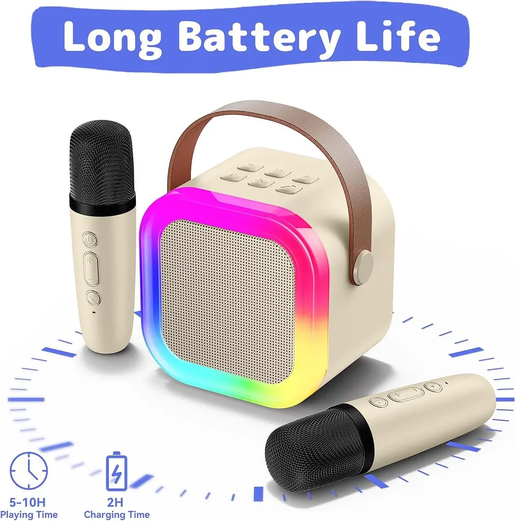Караоке-система Fede з Bluetooth колонкою та бездротовими мікрофонами - фото 6