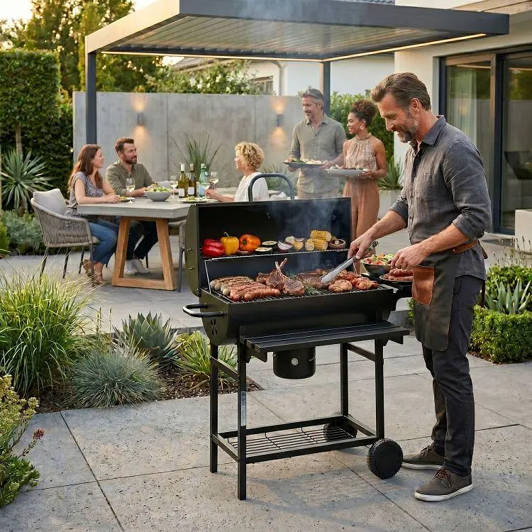 Вугільний гриль MultiGarden XXL BBQ0370 з кришкою, термометром та попільником - фото 8