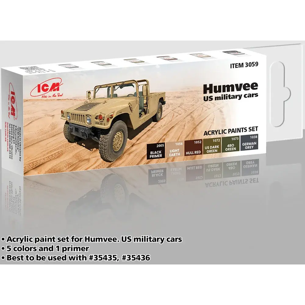 Набір акрилових фарб ICM Holding Humvee US military cars 6х12 мл - фото 2