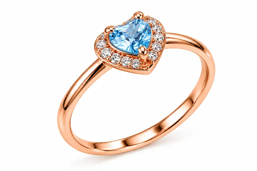 Жіноча золота каблучка Jewellery Continent "Блакитне серце" з топазом 15.5 (К-0927) - фото 4