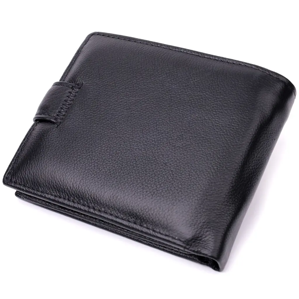 Чоловічий гаманець середнього розміру із натуральної шкіри ST Leather 22444 чорний - фото 2