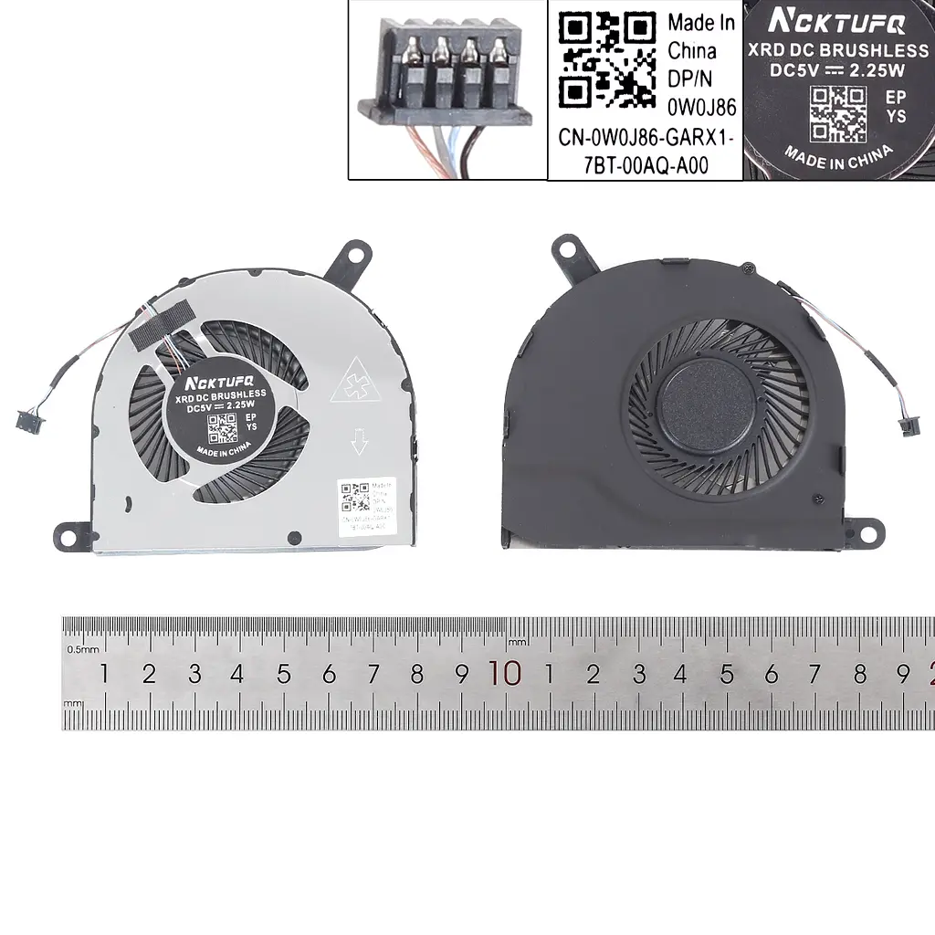 Вентилятор для Dell Latitude 5480 5488 5490 5491 5495, (75x65mm, 0NV7FD, DC28000IWFL, DC28000IXSL, Аналог) - фото 3