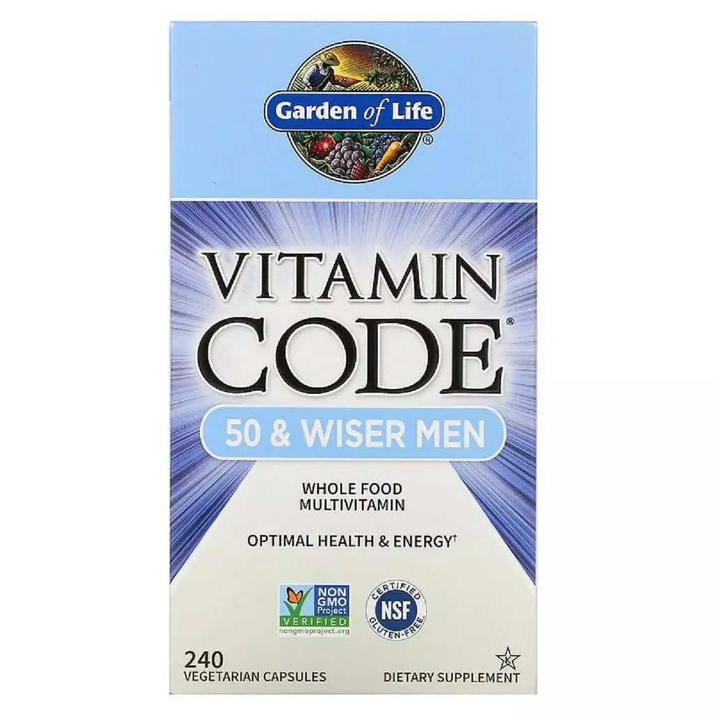 Мультивітаміни для чоловіків 50+ Garden of Life Vitamin Code 50 & Wiser Men 240 вегетаріанських капсул - фото 2