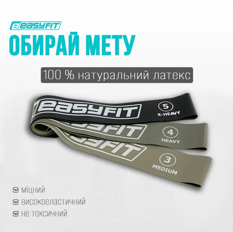 Гумки для фітнесу EasyFit MonoBand набір 3 шт. (EF-1812-GY) - фото 3
