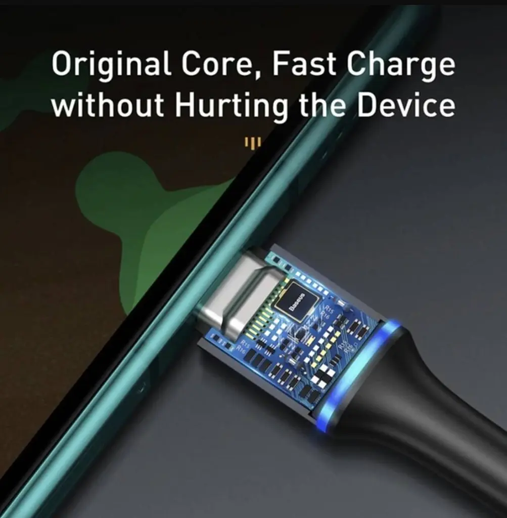 USB Type-C кабель BASEUS з led підсвічуванням 25 см Чорний - фото 3
