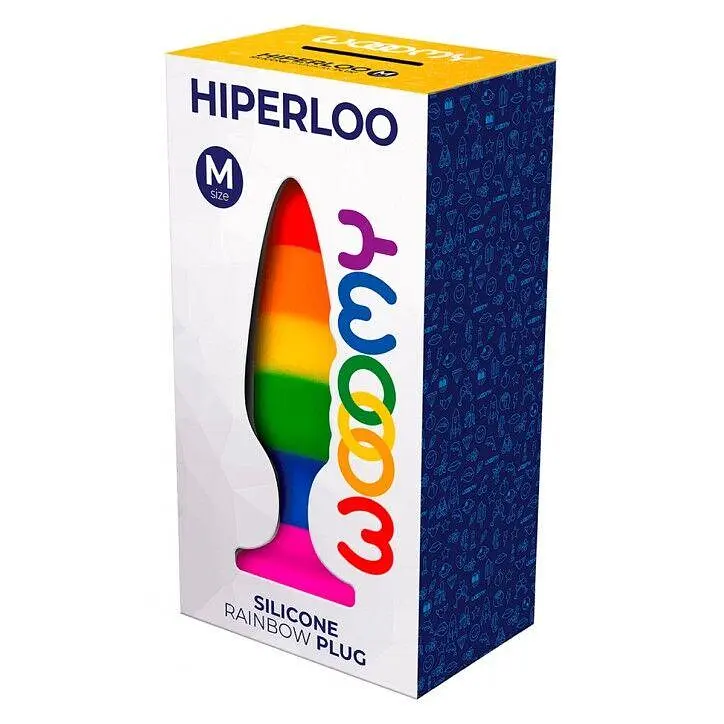 Силіконова анальна пробка Wooomy Hiperloo Silicone Rainbow Plug M, діаметр 2,9 см, довжина 11 см - фото 3