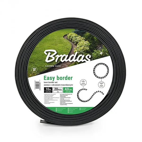 Бордюр газонний Bradas EASY BORDER 55 мм х 10 м з комплектом кілків чорний OBEB5510SET