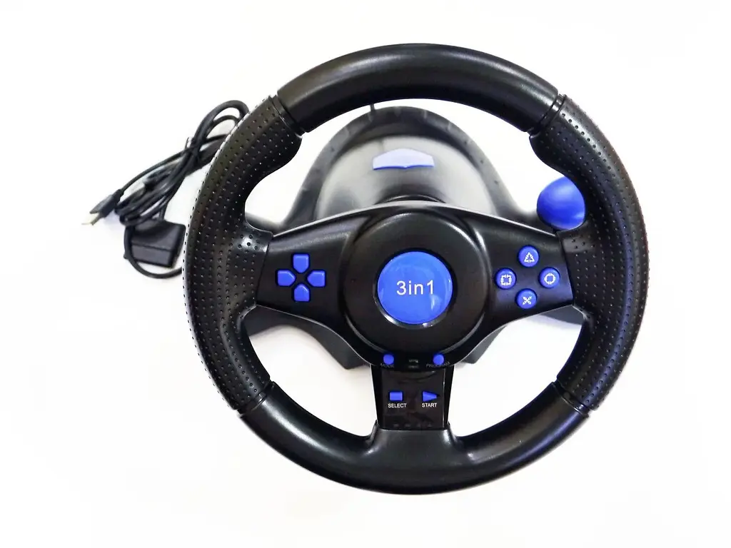 Ігрове кермо з педалями Vibration Steering wheel для пк, PS2, PS3, PC - фото 5