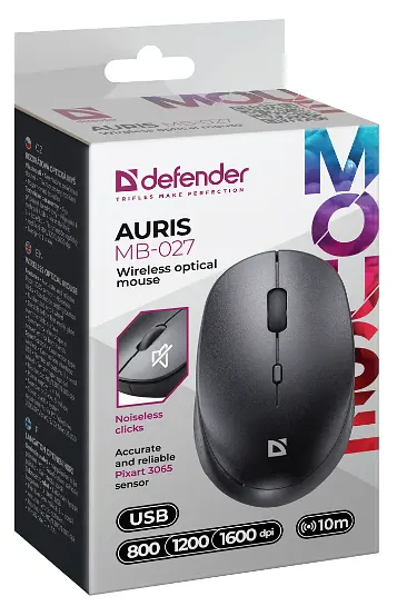 Миша Defender Auris MB-027, чорний (52027) (6893350) - фото 6