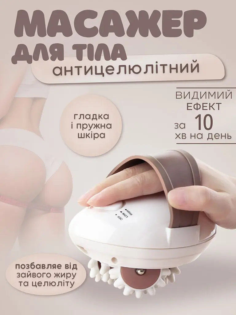 Антицелюлітний лімфодренажний роликовий 3D масажер для тіла електричний білий (4000508895) - фото 2