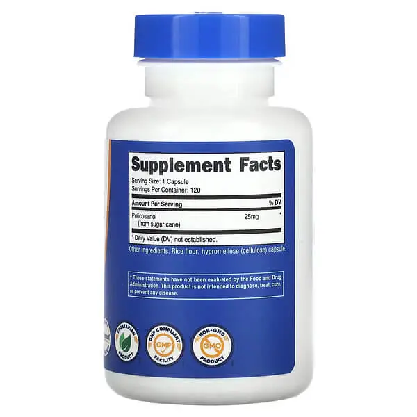 Поликозанол Policosanol 25 mg 120 Capsules Nutricost vit0005103 - фото 2