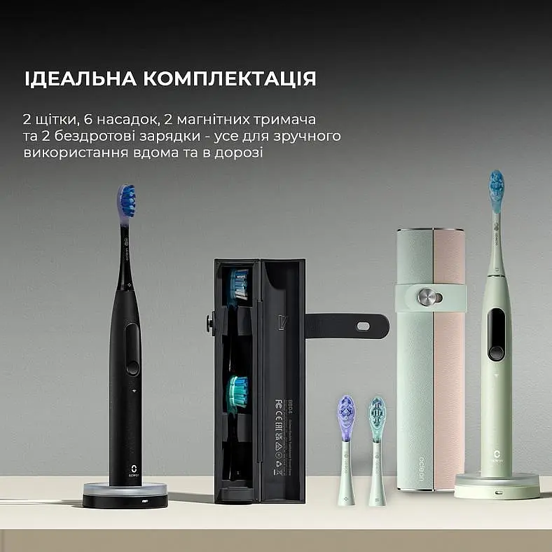Электрическая зубная щетка Oclean X Ultra 20 S Duo Set Green+Black - фото 10